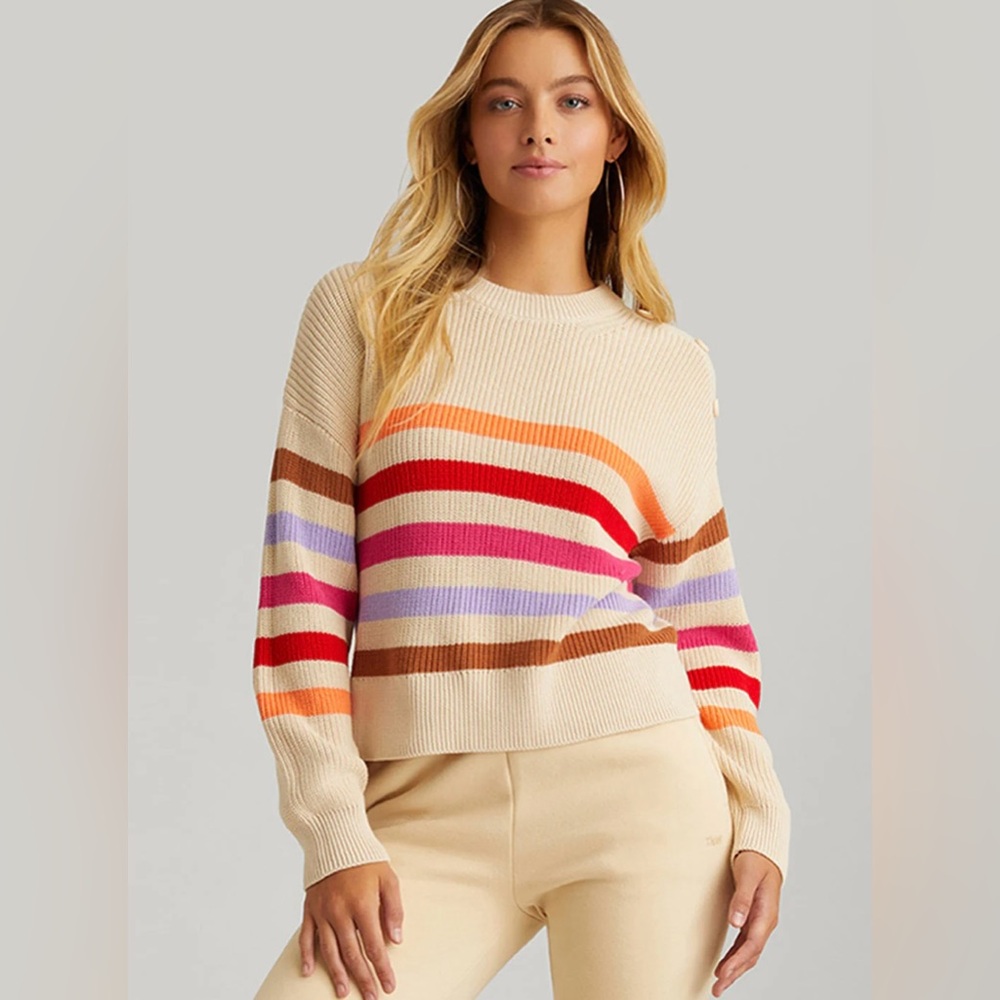 525 America | Ida: Stripe Button Shoulder Pullover